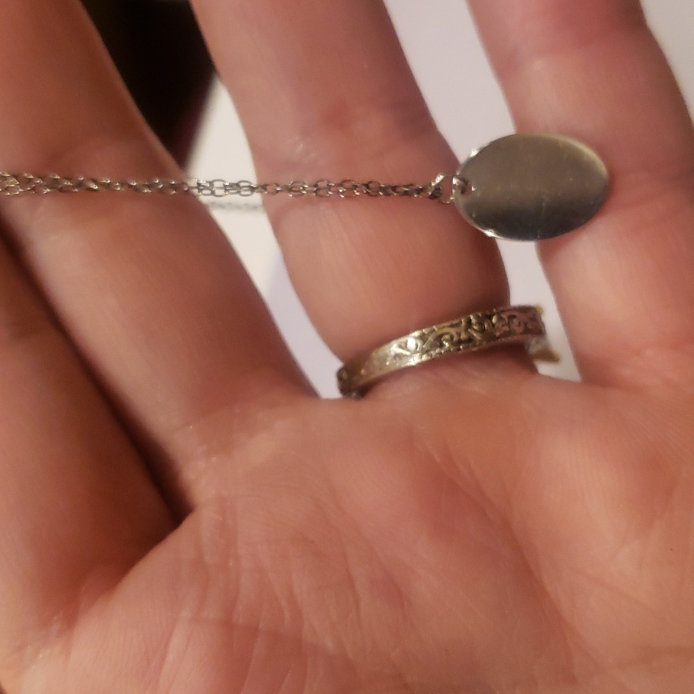 STERLING SILVER chain necklace K initial pendant - Picture 4 of 4